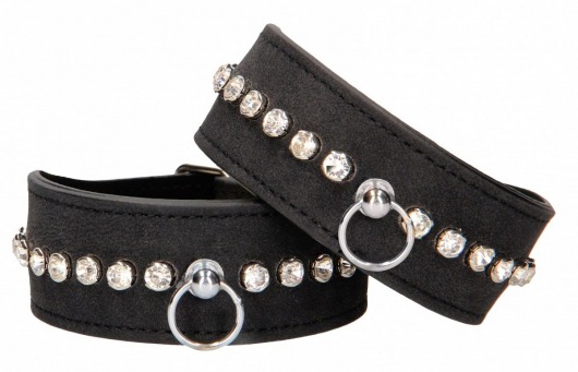 Черные поножи Diamond Studded Ankle Cuffs - Shots Media BV - купить с доставкой в Оренбурге