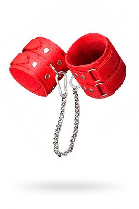 Кожаные красные оковы с цепочкой - Sitabella - купить с доставкой в Оренбурге