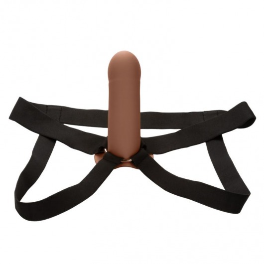 Коричневый фаллопротез из силикона Extension with Harness - 15,75 см. - California Exotic Novelties - купить с доставкой в Оренбурге