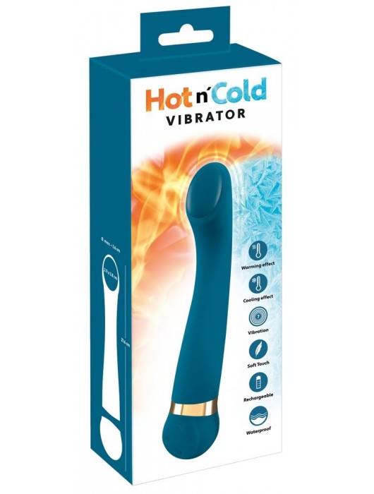 Бирюзовый вибромассажер с температурными режимами Hot n Cold Vibrator - 21,6 см. - Orion