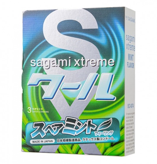 Презервативы Sagami Xtreme Mint с ароматом мяты - 3 шт. - Sagami - купить с доставкой в Оренбурге