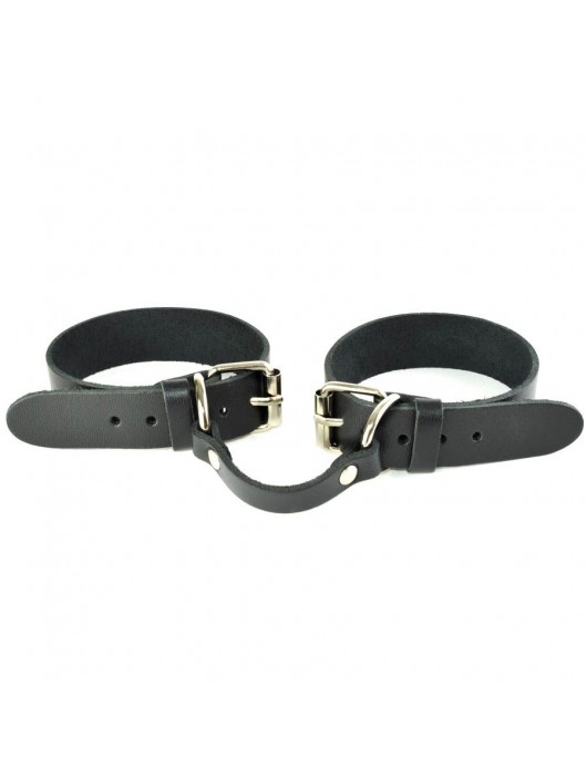 Черные кожаные наручники со съемной ярко-розовой опушкой - Sitabella - купить с доставкой в Оренбурге