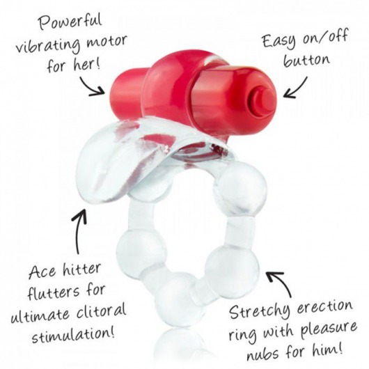 Виброкольцо с язычком и красным виброэлементом Overtime - Screaming O - в Оренбурге купить с доставкой