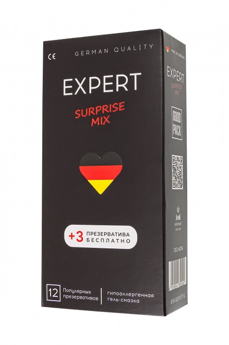 Презервативы EXPERT Surprise Mix - 12 шт.(+3 в подарок) - Expert - купить с доставкой в Оренбурге