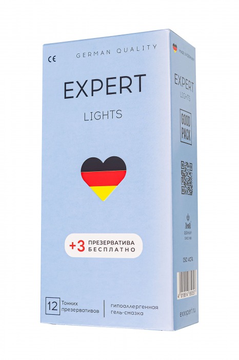 Ультратонкие презервативы EXPERT Lights - 12 шт.(+3 в подарок) - Expert - купить с доставкой в Оренбурге