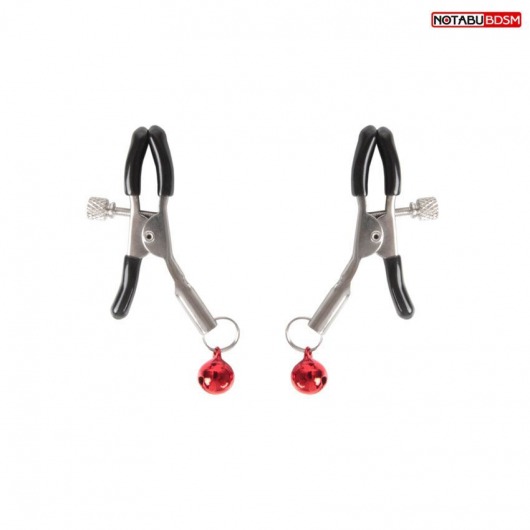 Серебристые зажимы на соски с шариками - Notabu - купить с доставкой в Оренбурге