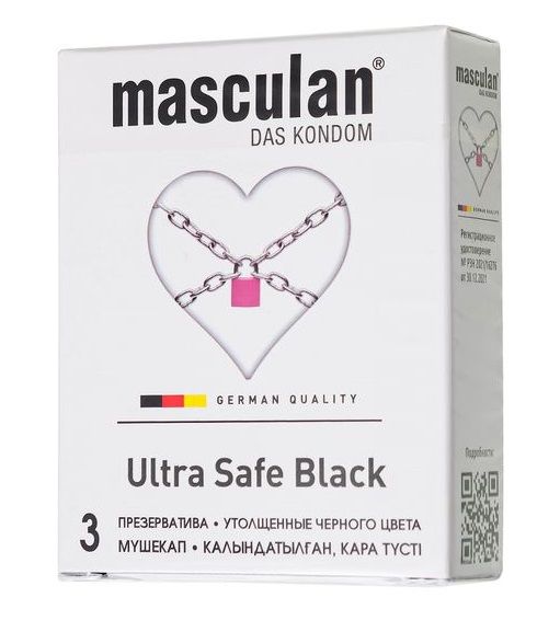 Ультрапрочные презервативы Masculan Ultra Safe Black - 3 шт. - Masculan - купить с доставкой в Оренбурге