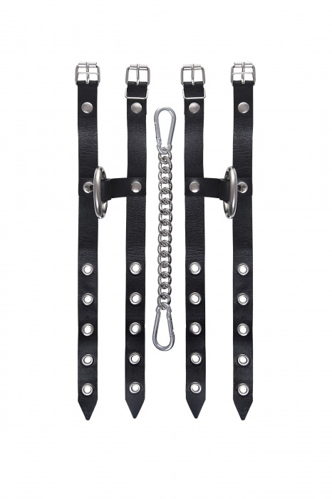 Черные однослойные кожаные оковы из двух ремешков - Pecado - купить с доставкой в Оренбурге