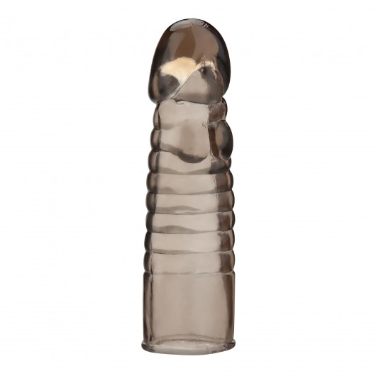 Дымчатая насадка-удлинитель Ribbed Realistic Penis Enhancing Sleeve Extension - 15,2 см. - BlueLine - в Оренбурге купить с доставкой