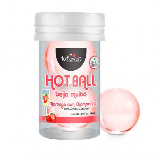 Лубрикант на масляной основе Hot Ball Beija Muito с ароматом клубники и шампанского (2 шарика по 3 гр.) - HotFlowers - купить с доставкой в Оренбурге