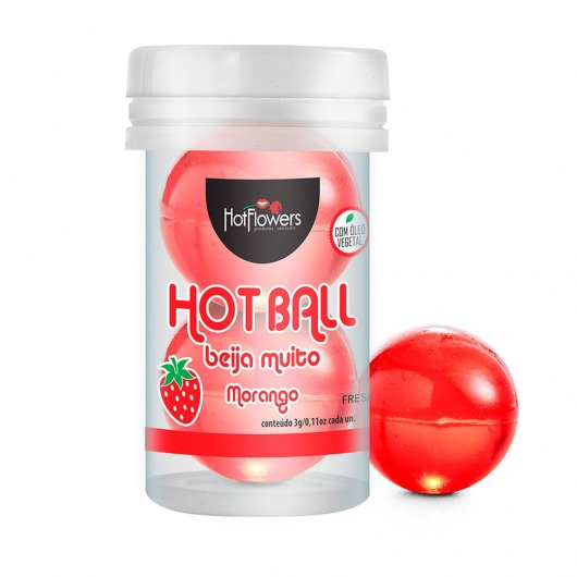 Лубрикант на масляной основе Hot Ball Beija Muito с ароматом клубники (2 шарика по 3 гр.) - HotFlowers - купить с доставкой в Оренбурге