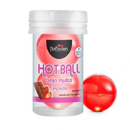 Лубрикант на масляной основе Hot Ball Beija Muito с ароматом шоколада и клубники (2 шарика по 3 гр.) - HotFlowers - купить с доставкой в Оренбурге