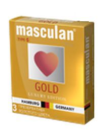 Презервативы Masculan Ultra Gold с золотым напылением и ароматом ванили - 3 шт. - Masculan - купить с доставкой в Оренбурге