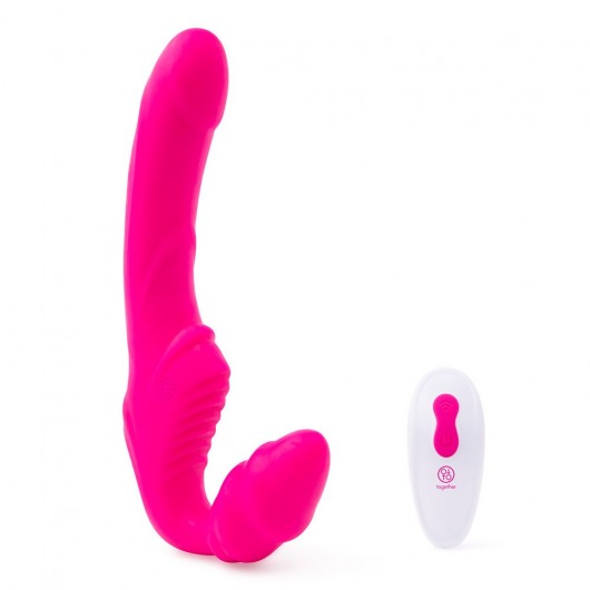 Розовый безремневой страпон на радиоуправлении Strapless Together - 22 см. - Together Toy - купить с доставкой в Оренбурге