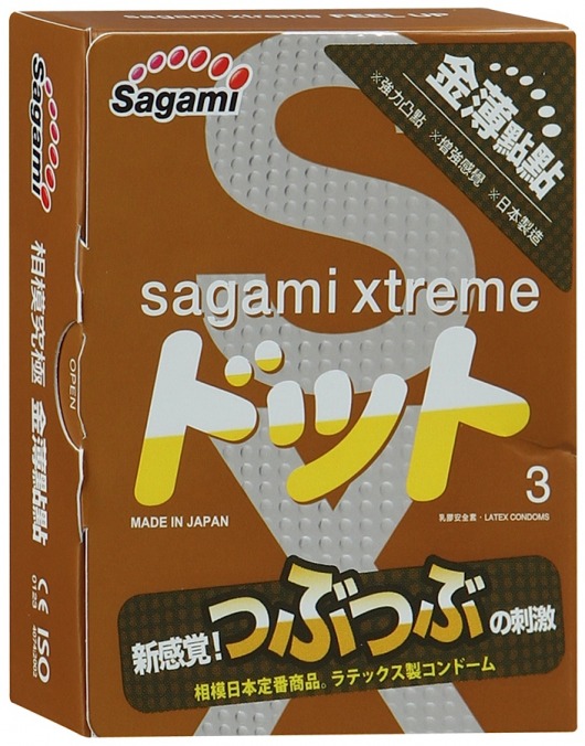 Презервативы Sagami Xtreme FEEL UP с точечной текстурой и линиями прилегания - 3 шт. - Sagami - купить с доставкой в Оренбурге