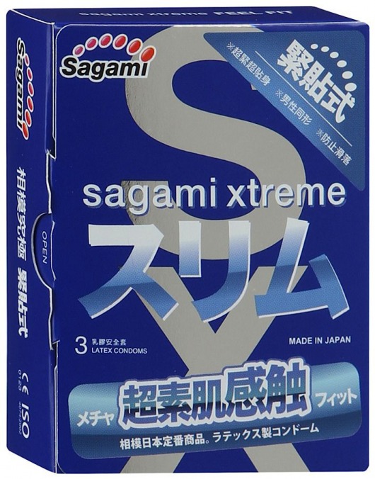 Розовые презервативы Sagami Xtreme FEEL FIT 3D - 3 шт. - Sagami - купить с доставкой в Оренбурге