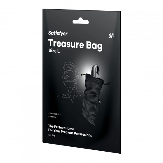 Черный мешочек для хранения игрушек Treasure Bag L - Satisfyer - купить с доставкой в Оренбурге