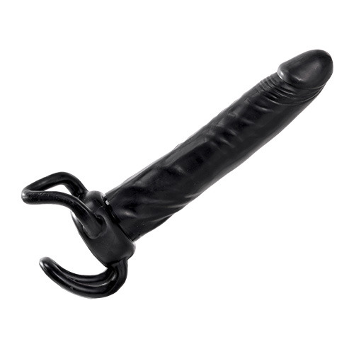 Чёрная насадка-фаллос для двойного проникновения INFLATABLE DILDO SLIM DONG  - 13,5 см. - Toyz4lovers - в Оренбурге купить с доставкой