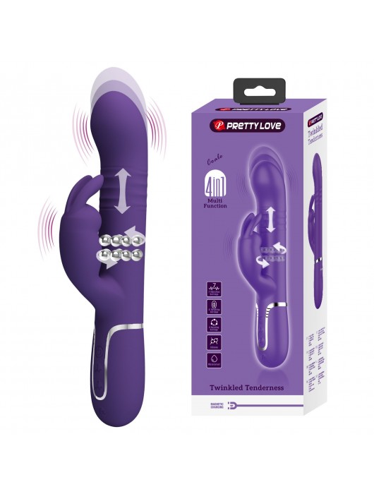 Фиолетовый вибратор Coale с ротацией бусин и возвратно-поступательными движениями - 22,6 см. - Baile