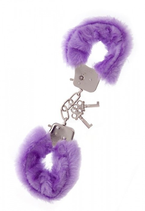 Фиолетовые меховые наручники METAL HANDCUFF WITH PLUSH LAVENDER - Dream Toys - купить с доставкой в Оренбурге