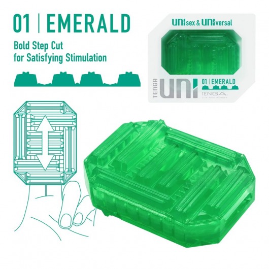 Зеленый мастурбатор-стимулятор Tenga Uni Emerald - Tenga - в Оренбурге купить с доставкой