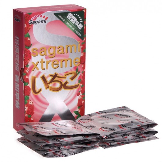 Презервативы Sagami Xtreme Strawberry c ароматом клубники - 10 шт. - Sagami - купить с доставкой в Оренбурге