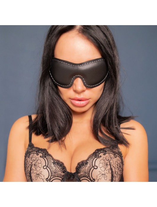 Черная мягкая закрытая маска из натуральной кожи - Crazy Handmade - купить с доставкой в Оренбурге