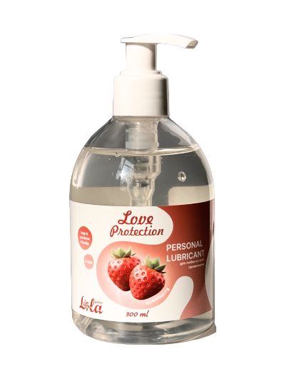 Лубрикант на водной снове Love Protection Strawberry с ароматом клубники - 300 мл. - Lola Games - купить с доставкой в Оренбурге