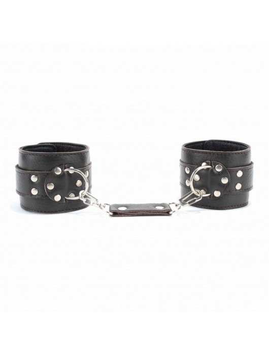 Коричневые оковы из мягкой кожи на металлической цепочке - БДСМ Арсенал - купить с доставкой в Оренбурге