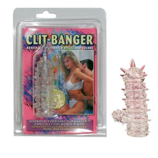 Прозрачная насадка с шипами и клиторальной шишечкой CLIT-BANGER SLEEVE IN CLEAR - Tonga - в Оренбурге купить с доставкой