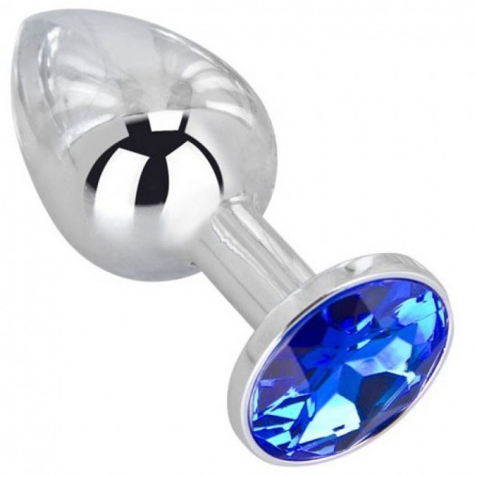 Анальное украшение BUTT PLUG  Small с синим кристаллом - 7 см. - Anal Jewelry Plug - купить с доставкой в Оренбурге