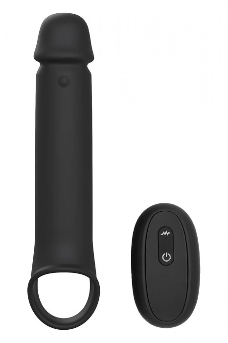 Черная насадка-удлинитель с вибрацией Vibrating Extender With Remote - Dream Toys - в Оренбурге купить с доставкой