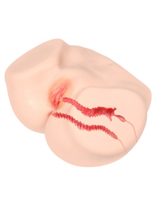 Телесный полуторс с двойным слоем материала и вибрацией Vanilla Onahole Real Vagina - KOKOS - в Оренбурге купить с доставкой