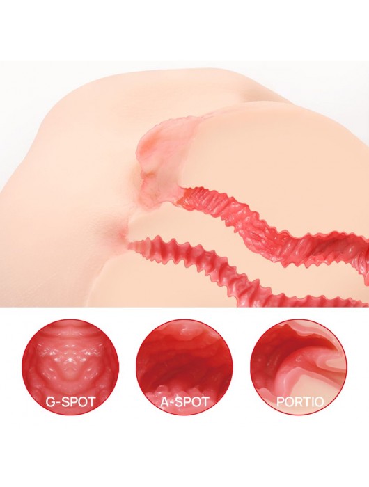 Телесный полуторс с двойным слоем материала и вибрацией Vanilla Onahole Real Vagina - KOKOS - в Оренбурге купить с доставкой