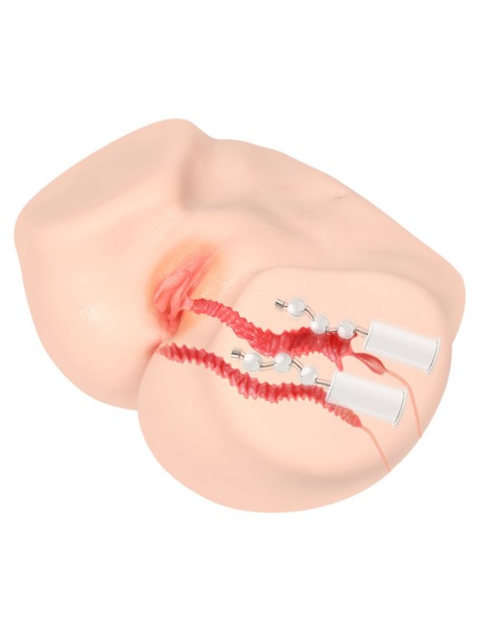 Телесный полуторс с двойным слоем материала и вибрацией Vanilla Onahole Real Vagina - KOKOS - в Оренбурге купить с доставкой