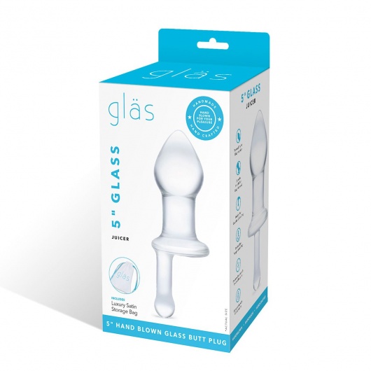 Прозрачный стеклянный анальный плаг с ручкой - 12 см. - Glas