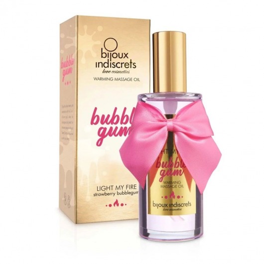 Разогревающее массажное масло Light My Fire Bubble Gum с ароматом бабл-гам - 100 мл. - Bijoux Indiscrets - купить с доставкой в Оренбурге