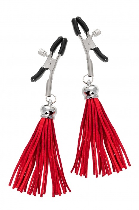 Зажимы на соски «Прищепки» с красными кисточками из замши - Pecado - купить с доставкой в Оренбурге