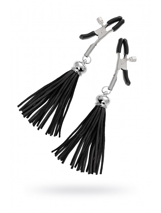 Зажимы на соски «Прищепки» с черными кисточками из замши - Pecado - купить с доставкой в Оренбурге