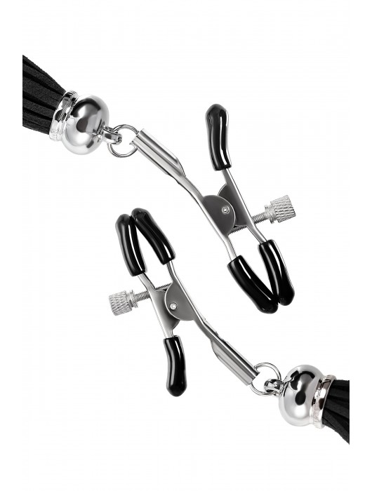 Зажимы на соски «Прищепки» с черными кисточками из замши - Pecado - купить с доставкой в Оренбурге