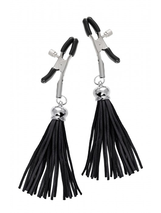 Зажимы на соски «Прищепки» с черными кисточками из замши - Pecado - купить с доставкой в Оренбурге