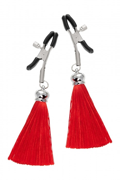 Зажимы на соски «Прищепки» с красными кисточками из шелка - Pecado - купить с доставкой в Оренбурге