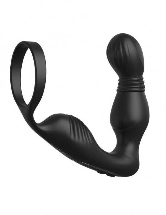 Черный вибростимулятор простаты с эрекционным кольцом Ass-Gasm Pro P-Spot Milker - Pipedream - в Оренбурге купить с доставкой