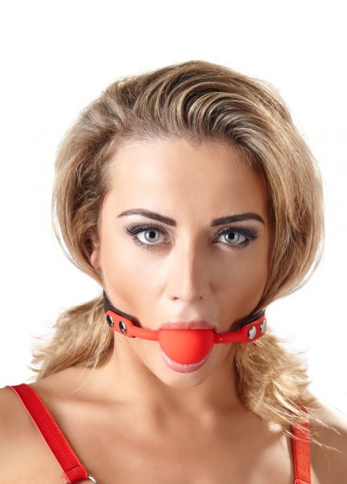 Силиконовый кляп-шар на чёрных ремешках Red Gag silicone - Orion - купить с доставкой в Оренбурге