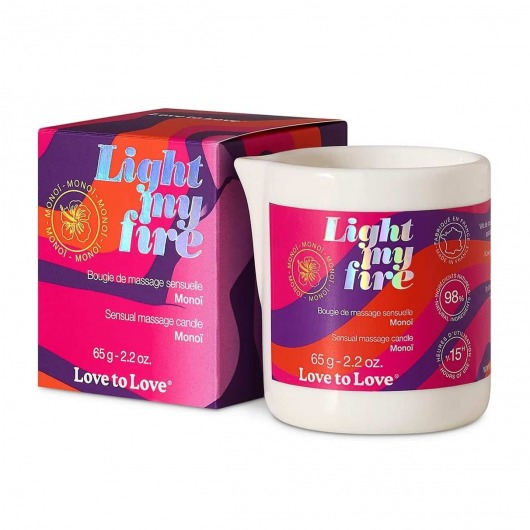 Массажная свеча Light My Fire с ароматом моной - 80 мл. - Love to Love - купить с доставкой в Оренбурге