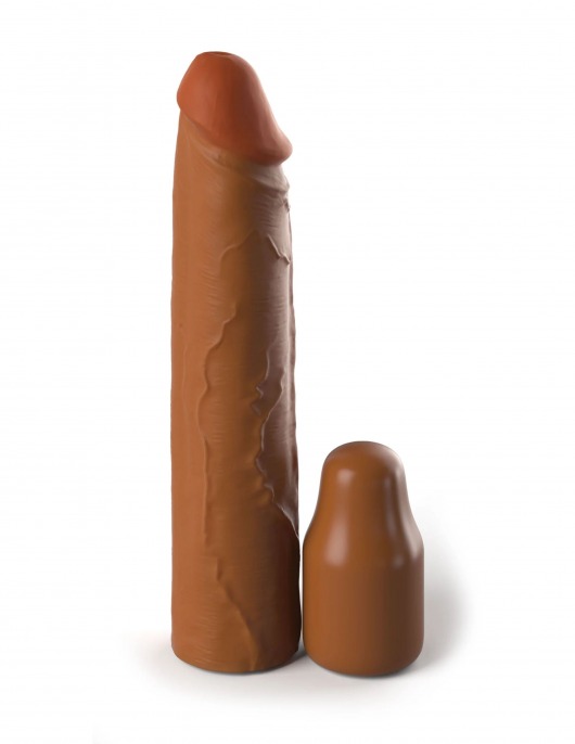 Коричневая насадка на член 2  Silicone X-tension - 20,3 см. - Pipedream - в Оренбурге купить с доставкой