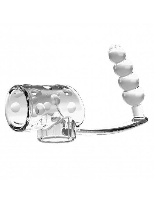 Прозрачная насадка на пенис и мошонку с анальным стимулятором Rilley - Baile - в Оренбурге купить с доставкой