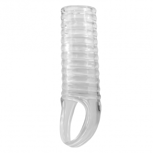 Прозрачная насадка на пенис с ребрышками и подхватом мошонки - Baile - в Оренбурге купить с доставкой
