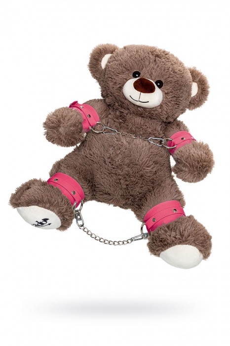 Бондажный набор: бурый мишка с розовыми оковами и наручниками - Pecado - купить с доставкой в Оренбурге