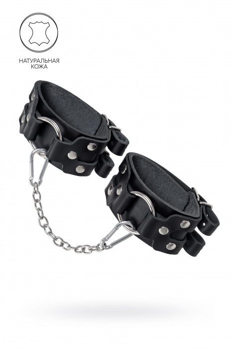 Черные кожаные оковы с двумя ремешками - Pecado - купить с доставкой в Оренбурге
